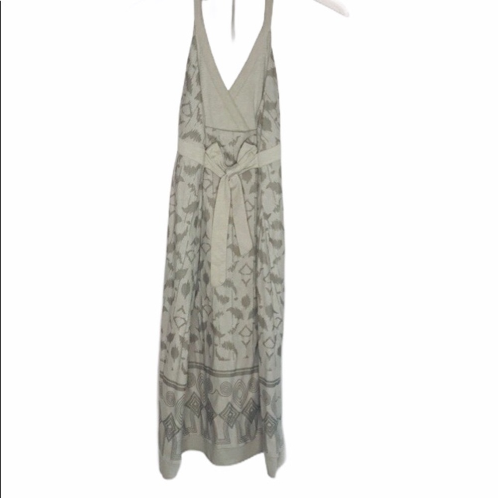 Athleta Gray Halter Tie-Back Maxi Dress Boho Aztec Print Size Small - Picture 7 of 14